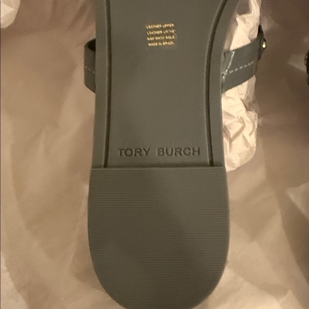 Tory Burch New In Box Rainwater Gray Patent Leather Miller Sandal … size 8 - Picture 6 of 12